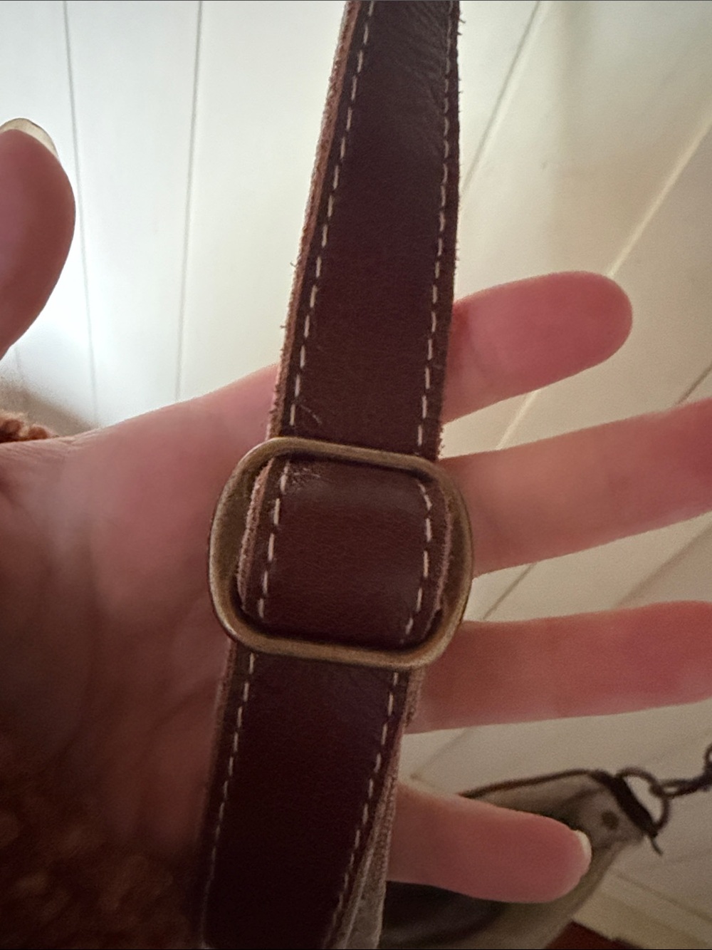 Myra Bag Gray Hair-on-Hide Crossbody with Brown Trim and Patterned Panel NWT - Picture 6 of 7